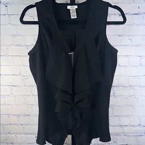 🖤 Vintage Cache Ruffle Front Top – Size Small